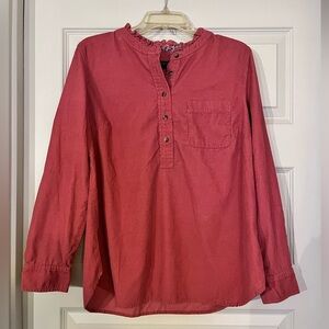 Talbots Pink Corduroy Half Button Up Blouse
